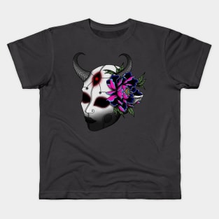 Demon Mask with Flower Kids T-Shirt